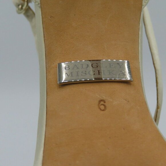Badgley Mischka Womens 6 Ivory Rhinestone Prom Wedding Strappy Open Toe Heels - Picture 10 of 11
